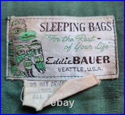 1940's 50's Vintage Eddie Bauer Blizzard Proof Green Pure Down Sleeping Robe Bag
