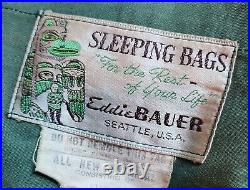 1940's 50's Vintage Eddie Bauer Blizzard Proof Green Pure Down Sleeping Robe Bag