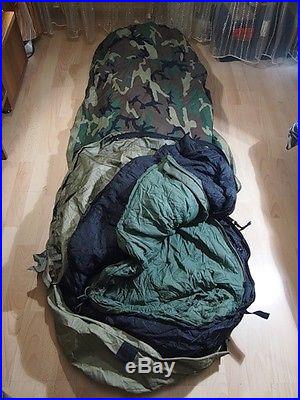 2 Each Genuine 4pc Military Sleeping Bag System 4 SEASON SLEEPING BAG