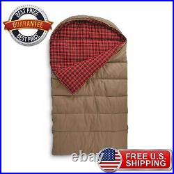 2-Person Sleeping Bag Red Plaid Brown 0°F Hunter Camp Portable with Strap Hike