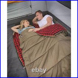 2-Person Sleeping Bag Red Plaid Brown 0°F Hunter Camp Portable with Strap Hike