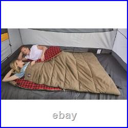2-Person Sleeping Bag Red Plaid Brown 0°F Hunter Camp Portable with Strap Hike