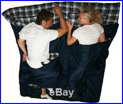 2 person, double, fully adjustable sleeping bag, navy blue, with free shipping