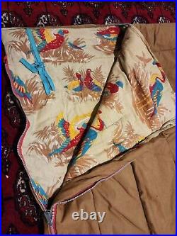 2x vintage brown canvas, flannel lined ducks hunting sleeping bags