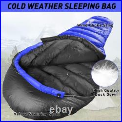 32 Degree F Down Sleeping Bag, 550 Down Fill Power Cold-Weather Mummy Sleepin