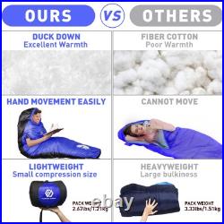 32 Degree F Down Sleeping Bag, 550 Down Fill Power Cold-Weather Mummy Sleepin