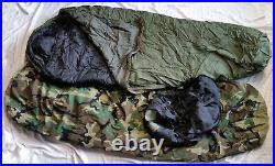 4-Piece Modular Sleep System Woodland Camo USGI Military Bag Set VGC Bivy Patrol