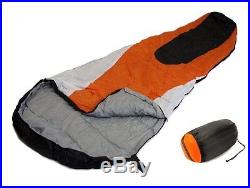 7' Mummy Style Sleeping Bag Black/Orange/Gray Camping Hiking Hunting Backpack