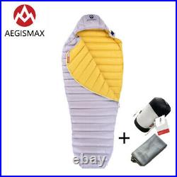 AEGISMAX Goose Down Sleeping Bag Mummy Ultralight Outdoor Camping Ultra Dry Grey