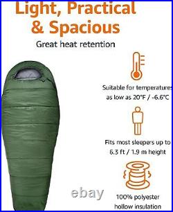 Basics Season Degree Mummy Sleeping Bag Camping Hiking Olive Green Shape Fits Or