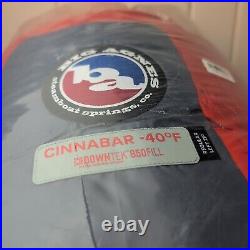 Big Agnes Cinnabar -40° Mountaineering Sleeping Bag Regular Left FREE SHIP