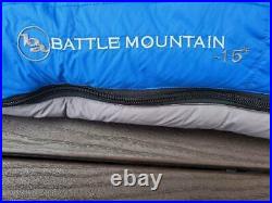 Big Agnes Down Sleeping Bag Battle Mountain rated at minus -15F LONG R. Zip