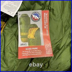 Big Agnes Echo Park (FireLine Max) Sleeping Bag, -20 Degree Long Green NWT