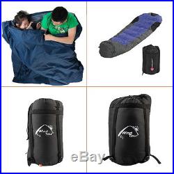 Blue Mummy Sleeping Bag 5F/-15C Camping Hiking With Carrying Case Brand B5