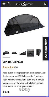 Canvas Cutter Tent/sleeping, DOMINATOR MESHand DOMINATOR POLE SYSTEM Never Used