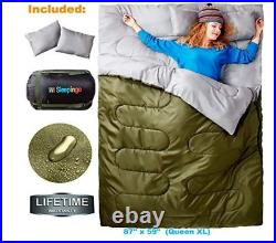 Cold Weather Sleeping Bag f 0 Degree 2 Person Two Double For Adults Backpack NEW