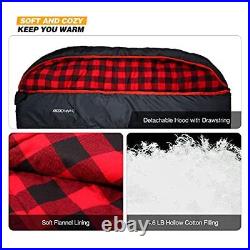 Cotton Double Sleeping Bag for Adults, 2 Person Cold Weather Queen Size Flann