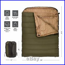 Double Sleeping Bag 2 Person Camping Hiking Huge Outdoor Summer Gear Green New