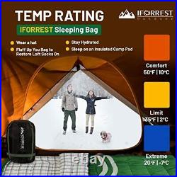 Double Sleeping Bag for Adults 2 Person Army Green/ 20 Degrees Fahrenheit
