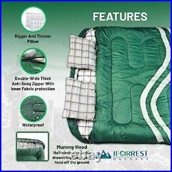 Double Sleeping Bag for Adults 2 Person Army Green/ 20 Degrees Fahrenheit