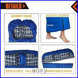 Double Sleeping Bag for Adults Cold Weather Queen Size XL Sleeping Bag for 2 Peo