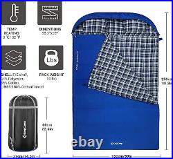 Double Sleeping Bag for Adults Cold Weather Queen Size XL Sleeping Bag for 2 Peo