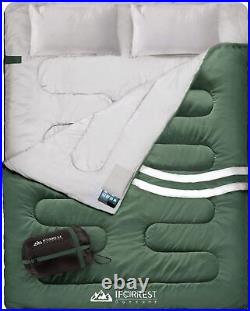 Double Sleeping Bag for Adults Queen Size XL, Green