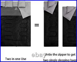 Double Sleeping Bag for Adults with 2 Pillows Queen Size XL Waterproof Sleepin