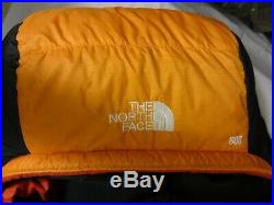 EUC North Face Orange 800 Fill -40 Degree Down Long Right Zip Sleeping Bag+2Pads