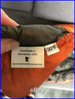 Enlightened Equipment Revelation Down Sleeping Bag Orange/grey Lightly Used