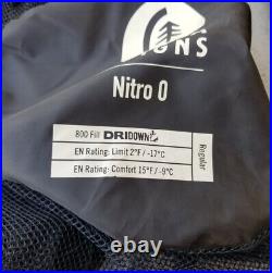 Excellent! SIERRA DESIGNS NITRO 0 (800 Fill DRI DOWN) Sleeping Bag 78x31 in