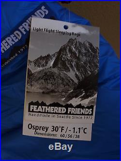 Feathered Friends Osprey UL 30 Sleeping Bag Regular Size New With Tags