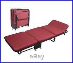 Folding Bed Rollaway Guest Bed Steel Frame With Foam Mattress With Cover 2 Sizes