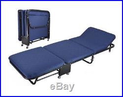 Folding Bed Rollaway Guest Bed Steel Frame With Foam Mattress With Cover 2 Sizes