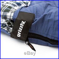 GRIZZLY 90 x 40 1-Person -25 Degree BLUE CANVAS Sleeping Bag by BLACK PINE New
