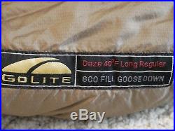 Golite Daze 40 Degree Semi Rectangular Down Sleeping Bag Long Regular Warm