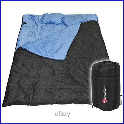 Huge Double Sleeping Bag 23F/-5C 2 Person Camping Hiking 86x60 W/2 Pillows New