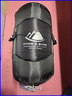Hyke & Byke 0 Degree/17c CRESTONE 650fp Down Sleeping Bag. BLACK Size REG. 6ft
