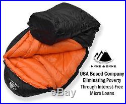 Hyke & Byke Eolus 0°F 800-Fill Down Ultralight Sleeping Bag for Backpacking, NEW