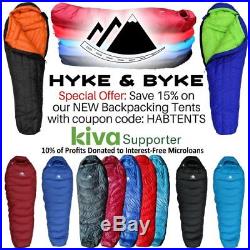 Hyke & Byke Eolus 0°F 800-Fill Power Down Sleeping Bag for Backpacking, NEW