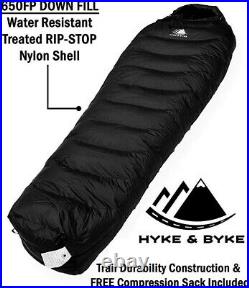 Hyke Byke Quandary 15 Degree F 650 Fill Power Hydrophobic Down Sleeping Bag wi