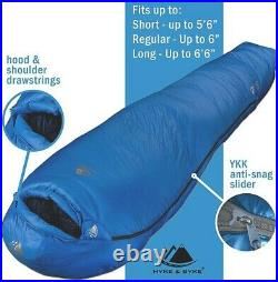 Hyke & Byke Shavano 32 Degree F650 Fill Power Hydrophobic Down Sleeping Bag Blue