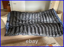 Katabatic Gear Ultralight down quilt sleeping bag with 4oz overfill to extend 0F