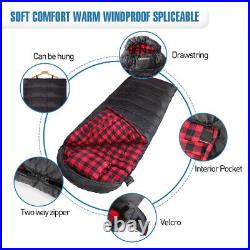 Keencamp 0 Degree Sleeping Bag Cotton Flannel Winter Cold Weather for Adults XXL