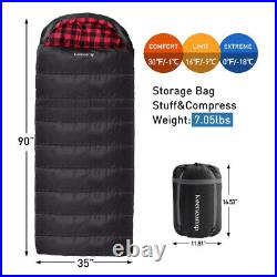 Keencamp 0 Degree Sleeping Bag Cotton Flannel Winter Cold Weather for Adults XXL
