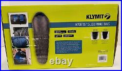 Klymit KSB 15 Degree Sleeping Bag Grey Blue Sz Large 82x30 New in Box