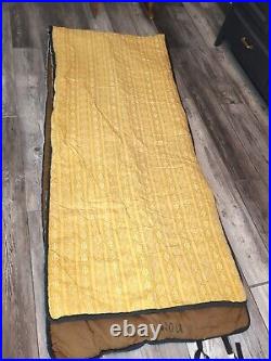 Lot Of 3 Vintage Dura Puff Sears Brown Sleeping Bags & Cases Yellow Lining Set