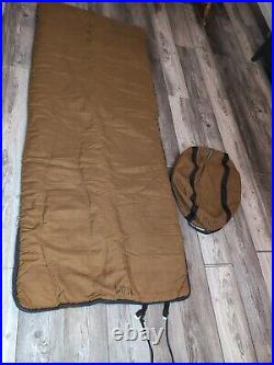 Lot Of 3 Vintage Dura Puff Sears Brown Sleeping Bags & Cases Yellow Lining Set