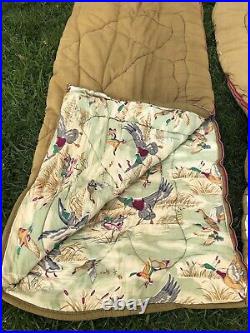 Lot of 2 Vintage Coleman Sleeping Bag Flannel Lining Duck Hunter Hunting Pair