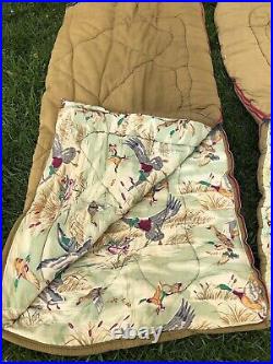 Lot of 2 Vintage Coleman Sleeping Bag Flannel Lining Duck Hunter Hunting Pair